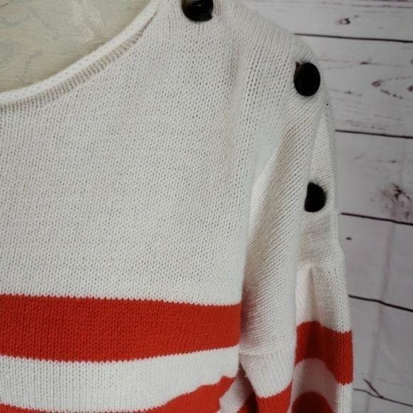 H&M Label of Graded Goods red white striped small quarter‎ sleeveSweater - Picture 4 of 8